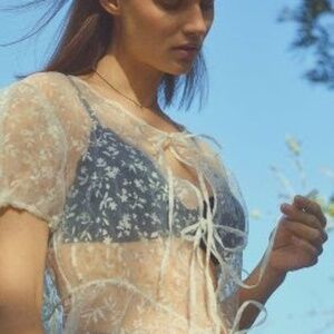 NWT Anthropologie Sheer Short Sleeve Organza Maxi Dress